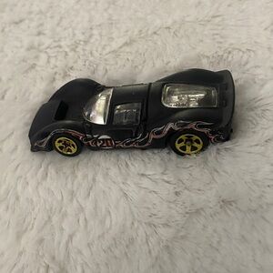 Ferrari Black Toy Car with Flames Hot Wheels 2001